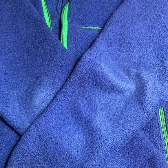 Patagonia Vintage 1989 Royal Blue Fleece Jacket with Green Trim 25501 Medium - Picture 12 of 15